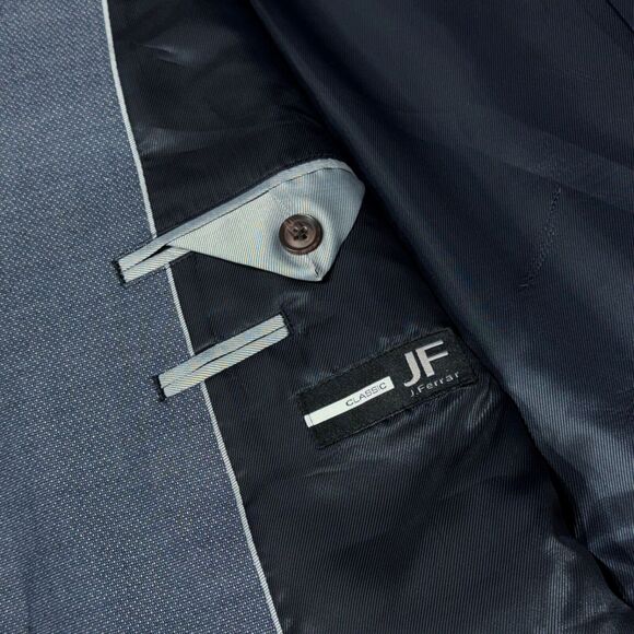 NWT $140 J. Ferrar Classic Fit Blazer Navy Blue Multi Dot Stretch Men’s Size 46R - Picture 11 of 11
